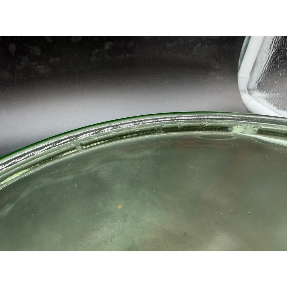 Vintage Hazel-Atlas Green Uranium Glass Mixing Bowl Ribbed Depression Glass 8.5